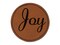 Joy Cursive Text Round Iron-On Engraved Faux Leather Patch Applique - 2.5"